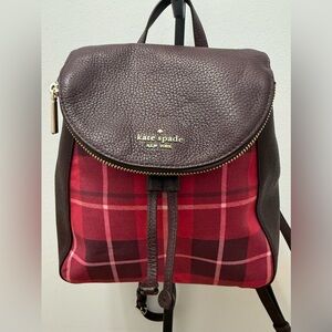 Kate Spade Leila Plaid Flap Backpack